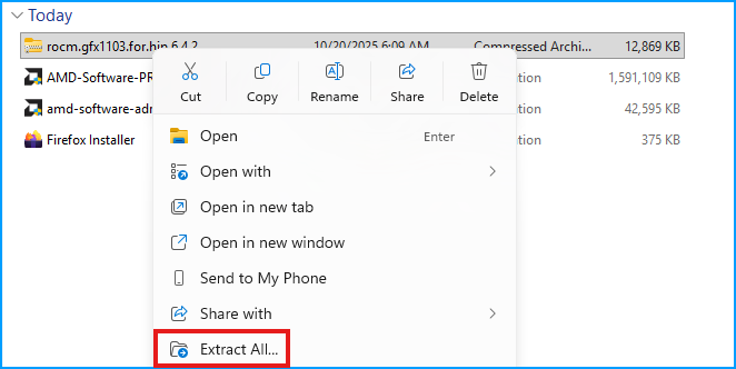 Extract ROCm Archive
