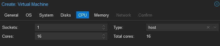 Proxmox Create VM CPU Tab