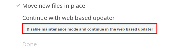 Nextcloud disable maintenance mode button