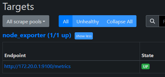 Prometheus Targets Page Showing Node Exporter Up