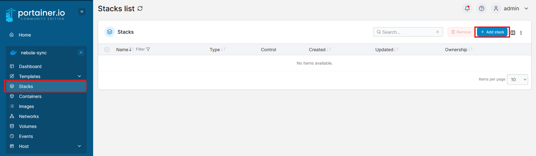Add Stack in Portainer