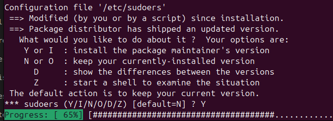 Sudoers Configuration Prompt During Upgrade