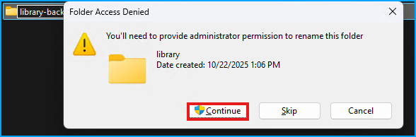 ROCm Library Rename Admin Prompt