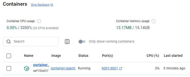 Portainer agent container running in Docker Desktop