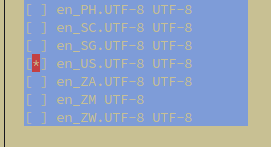 Locale selection with en_US.UTF-8 selected
