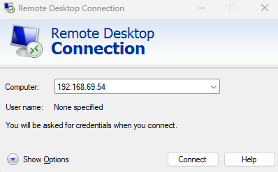 Remote Desktop Connection Window