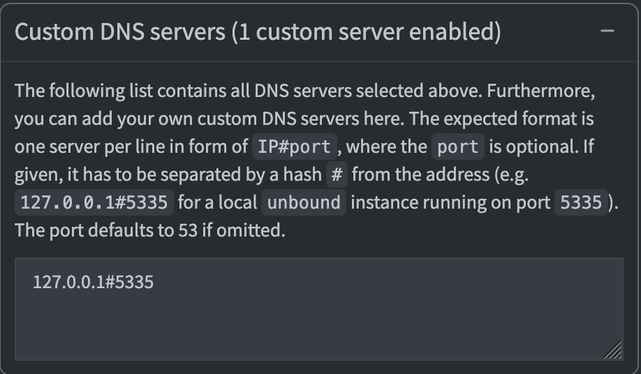 Pi-hole upstream DNS showing only 127.0.0.1#5335