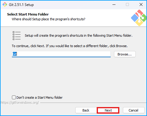 Git Start Menu Folder