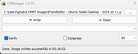 USBImager write complete