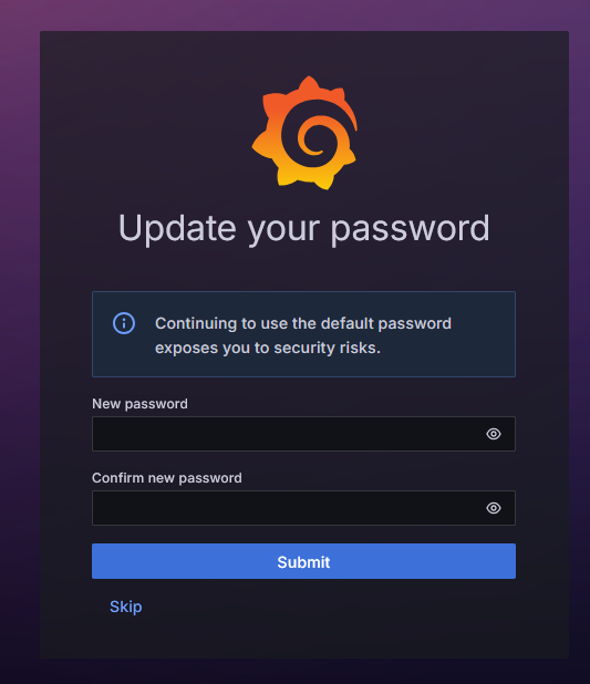 Grafana Update Password Prompt