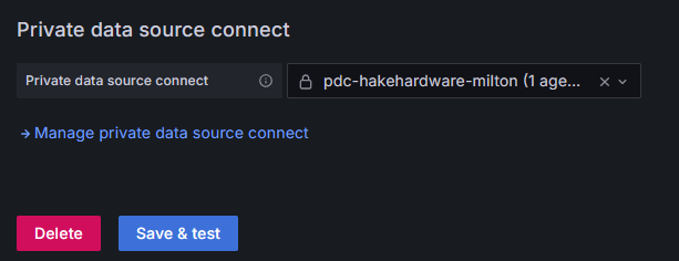 Grafana Private data source connect with Save and test button