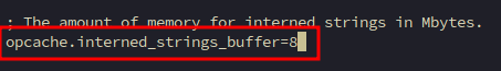 PHP opcache.interned_strings_buffer set to 8