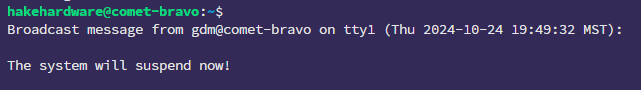 System suspend notification in terminal