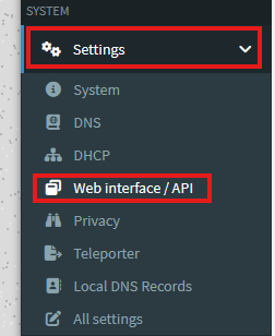 Pi-hole Web Interface/API settings