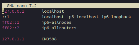 /etc/hosts file with CM3588 hostname