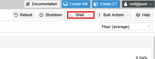 Proxmox Shell button