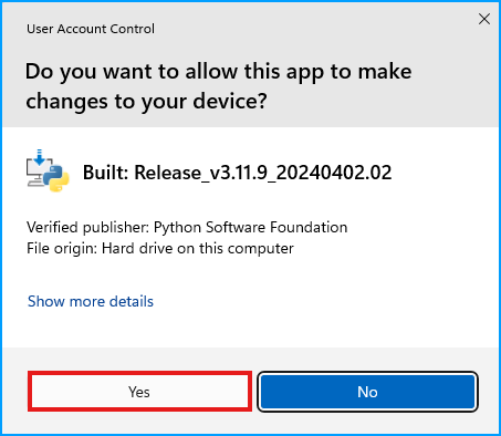 Python UAC Allow Changes