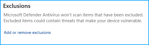 Security Exclusions Section