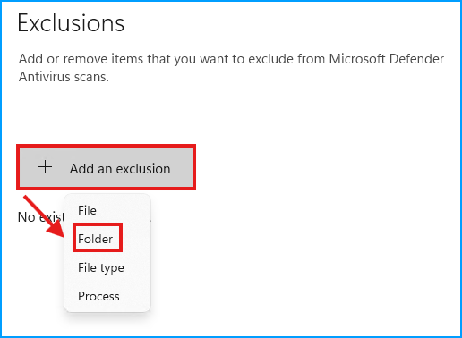 Add Exclusion Folder