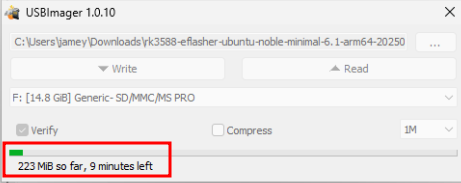 USBImager write progress